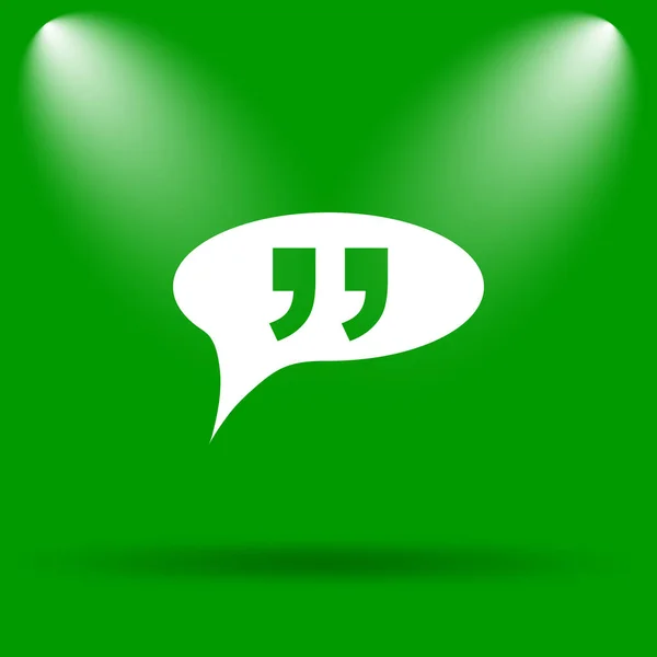 Ikona Podwójnych Cudzysłowów Przycisk Internet Zielonym Tle — Zdjęcie stockowe