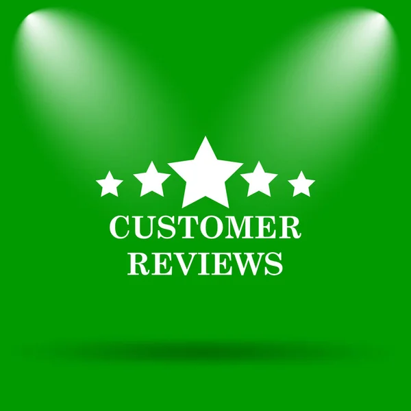 Customer Reviews Icon Internet Button Green Background — Stock Photo, Image