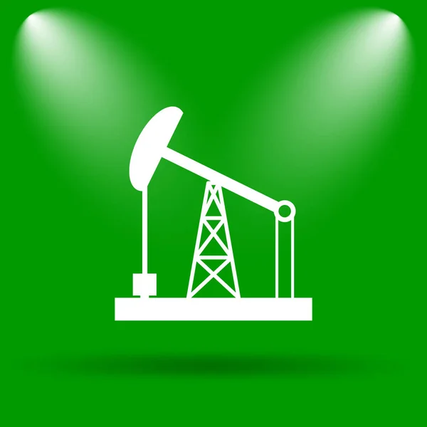油ポンプのアイコン 緑の背景のインター ネット ボタン — ストック写真