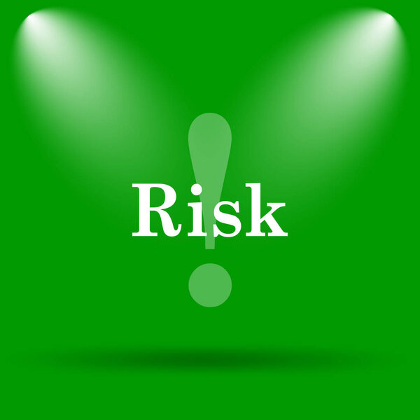 Risk icon. Internet button on green background