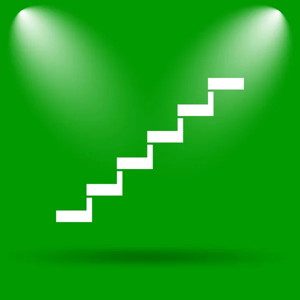 Значок Лестницы Кнопка Интернет Зеленом Фоне — стоковое фото