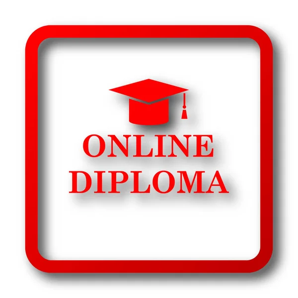 Online Diploma Simgesi Beyaz Arka Plan Üzerinde Internet Düğmesi — Stok fotoğraf