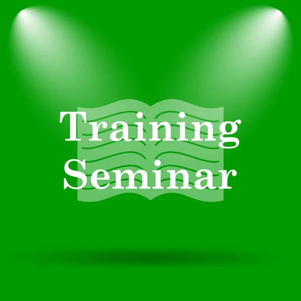 Training seminar icon. Internet button on green background