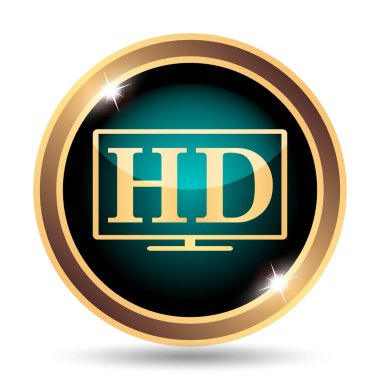 HD Tv simgesi. Beyaz arka plan üzerinde Internet düğmesi