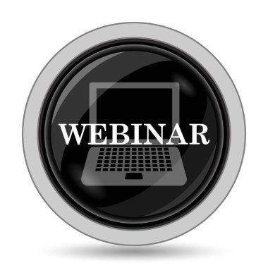 Webinar simgesi. Beyaz arka plan üzerinde Internet düğmesi