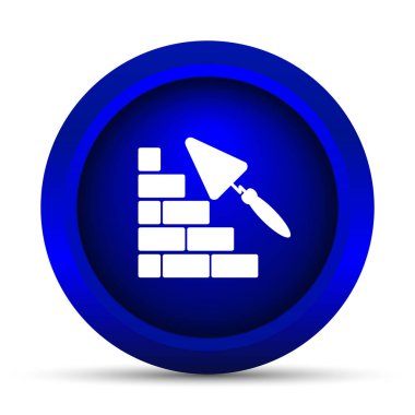 Bina duvar simgesi. Beyaz arka plan üzerinde Internet düğmesi