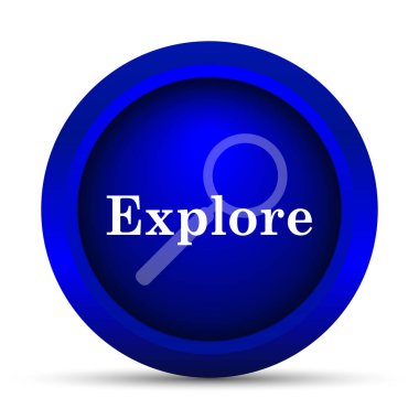 Simge keşfedin. Beyaz arka plan üzerinde Internet düğmesi