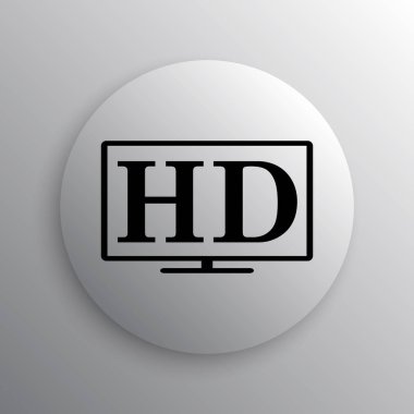 HD Tv simgesi. Beyaz arka plan üzerinde Internet düğmesi