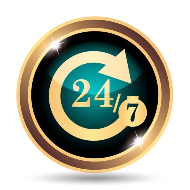 24/7 simgesi. Beyaz arka plan üzerinde Internet düğmesi