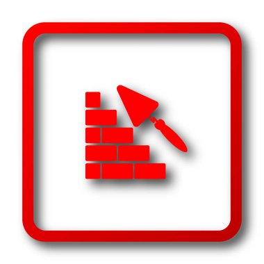 Bina duvar simgesi. Beyaz arka plan üzerinde Internet düğmesi