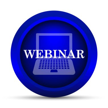 Webinar simgesi. Beyaz arka plan üzerinde Internet düğmesi
