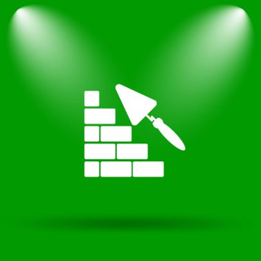 Bina duvar simgesi. Yeşil renkli butona Internet