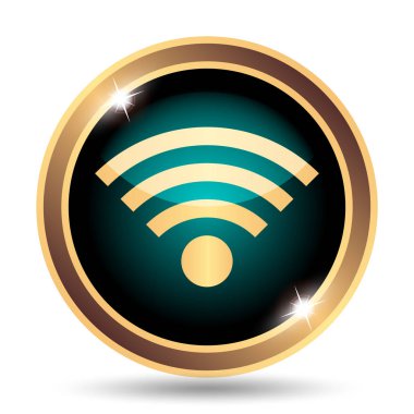 Kablosuz işareti simgesi. Beyaz arka plan üzerinde Internet düğmesi