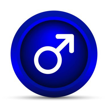 Erkek işareti simgesi. Beyaz arka plan üzerinde Internet düğmesi