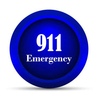 911 acil durum simgesi. Beyaz arka plan üzerinde Internet düğmesi