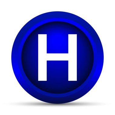 Hastane simgesi. Beyaz arka plan üzerinde Internet düğmesi