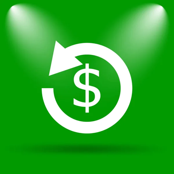 Refund icon. Internet button on green background