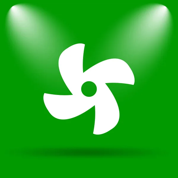 Icono Del Ventilador Botón Internet Sobre Fondo Verde — Foto de Stock