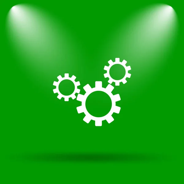 Ikonę Ustawienia Przycisk Internet Zielonym Tle — Zdjęcie stockowe