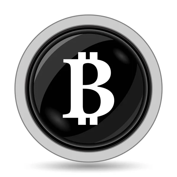 Bitcoin Pictogram Internet Knop Witte Achtergrond — Stockfoto