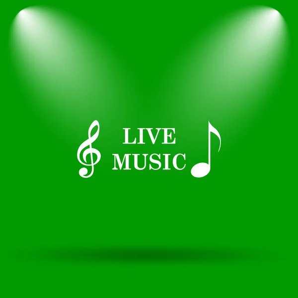 Live music icon. Internet button on green background