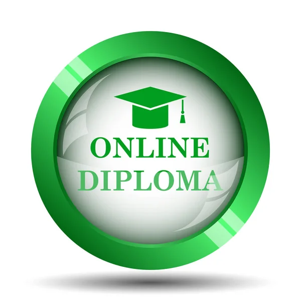 Ícone Diploma Online Botão Internet Fundo Branco — Fotografia de Stock