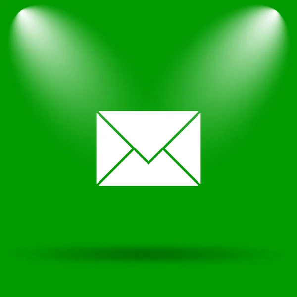 Ícone Mail Botão Internet Fundo Verde — Fotografia de Stock