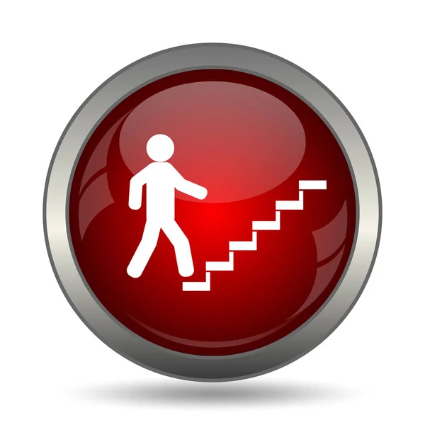 Şadamı Merdivenlerde Başarı Simgesi Beyaz Arka Plan Üzerinde Internet Düğmesi — Stok fotoğraf