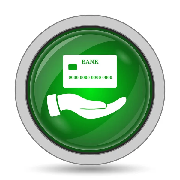 Mão segurando ícone de cartão de crédito — Fotografia de Stock