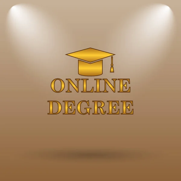 Online degree icon. Internet button on brown background