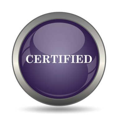 Sertifikalı simgesi. Beyaz arka plan üzerinde Internet düğmesi