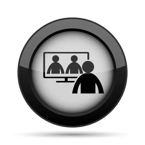 Video conference, online meeting icon. Internet button on white background