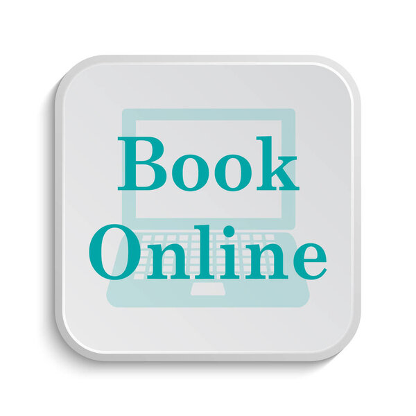 Book online icon. Internet button on white background