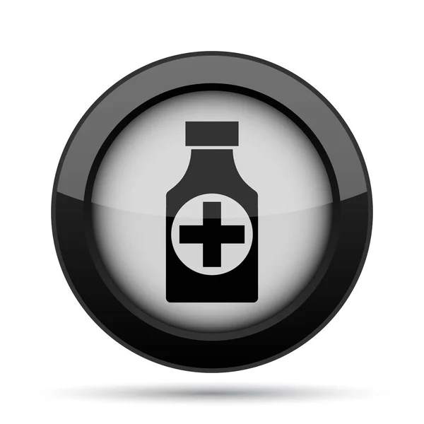 Значок Бутылки Таблетками Кнопка Интернет Белом Фоне — стоковое фото