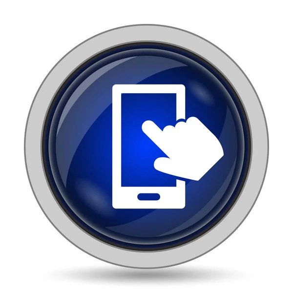 Smartfon z ikona dłoni — Zdjęcie stockowe