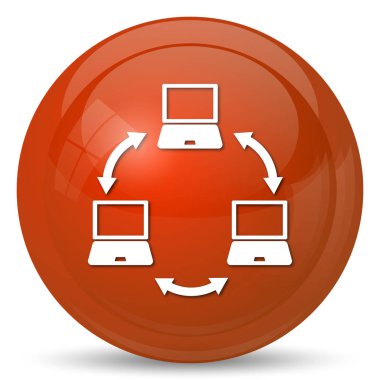 Bilgisayar ağ kutsal kişilerin resmi. Beyaz arka plan üzerinde Internet düğmesi