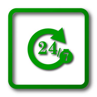 24/7 simgesi. Beyaz arka plan üzerinde Internet düğmesi