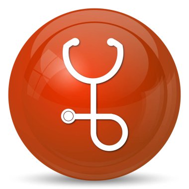 Stetoskop simgesi. Beyaz arka plan üzerinde Internet düğmesi