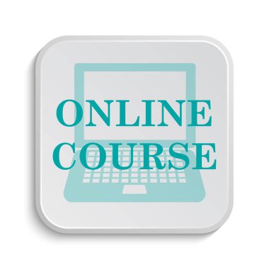 Online ders simgesi. Beyaz arka plan üzerinde Internet düğmesi