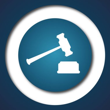 Yargıç çekiç simgesi. Beyaz arka plan üzerinde Internet düğmesi