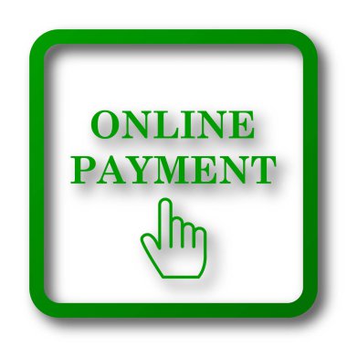 Online ödeme simgesi. Beyaz arka plan üzerinde Internet düğmesi