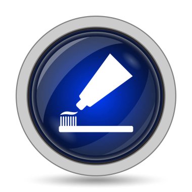 Yapıştır ve fırça simgesini diş. Beyaz arka plan üzerinde Internet düğmesi