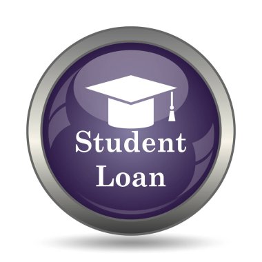 Öğrenci kredi simgesi. Beyaz arka plan üzerinde Internet düğmesi