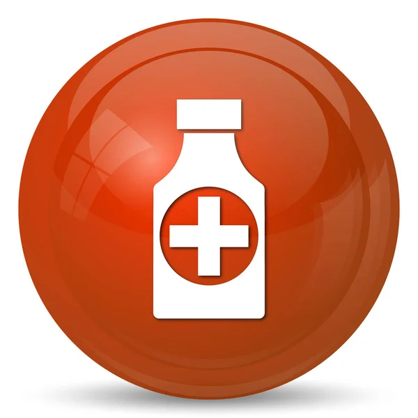 Значок Бутылки Таблетками Кнопка Интернет Белом Фоне — стоковое фото