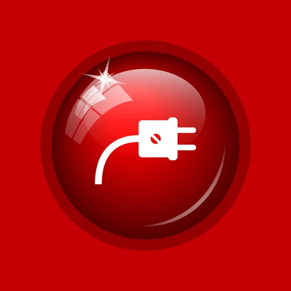 Icono Plug Botón Internet Sobre Fondo Rojo —  Fotos de Stock