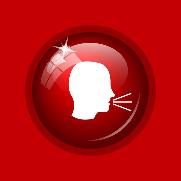 Talking icon. Internet button on red background