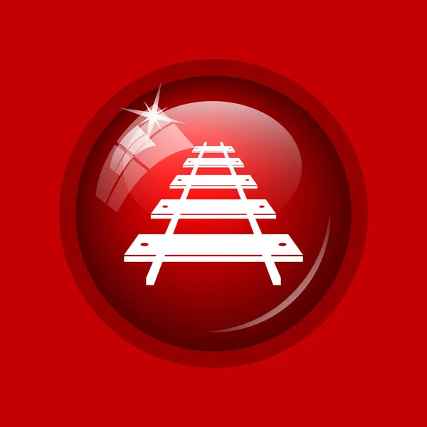 Rail Road Ikona Internet Tlačítko Červeném Pozadí — Stock fotografie