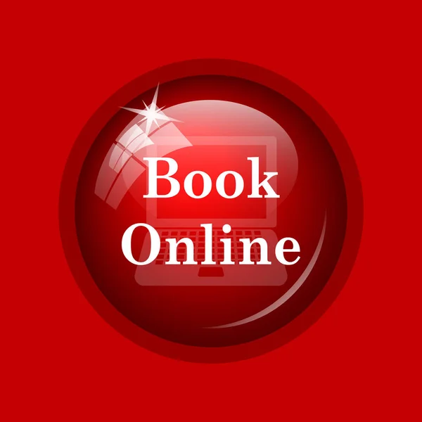 Ikona Knihy Online Internet Tlačítko Červeném Pozadí — Stock fotografie