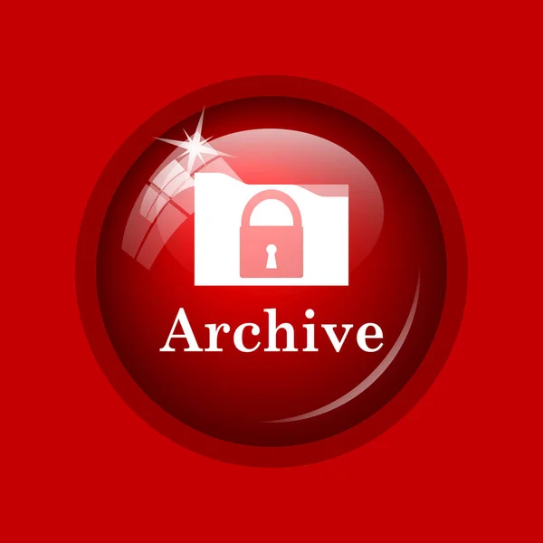 Ikona Archiwum Przycisk Internet Czerwonym Tle — Zdjęcie stockowe