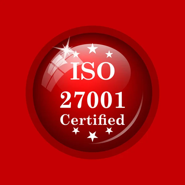 Icona Iso 27001 Pulsante Internet Sfondo Rosso — Foto Stock